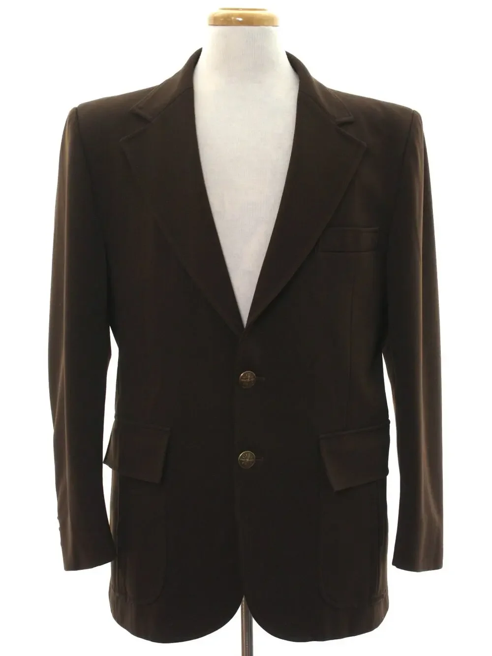 Vintage 70s JCPenney Brown Polyester Knit Blazer Sport Coat Men's 42 Chest